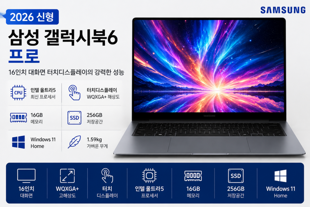 삼성 갤럭시북6 프로 16인치 인텔 울트라5 터치 노트북 NT960XJG-K51A 제품 이미지