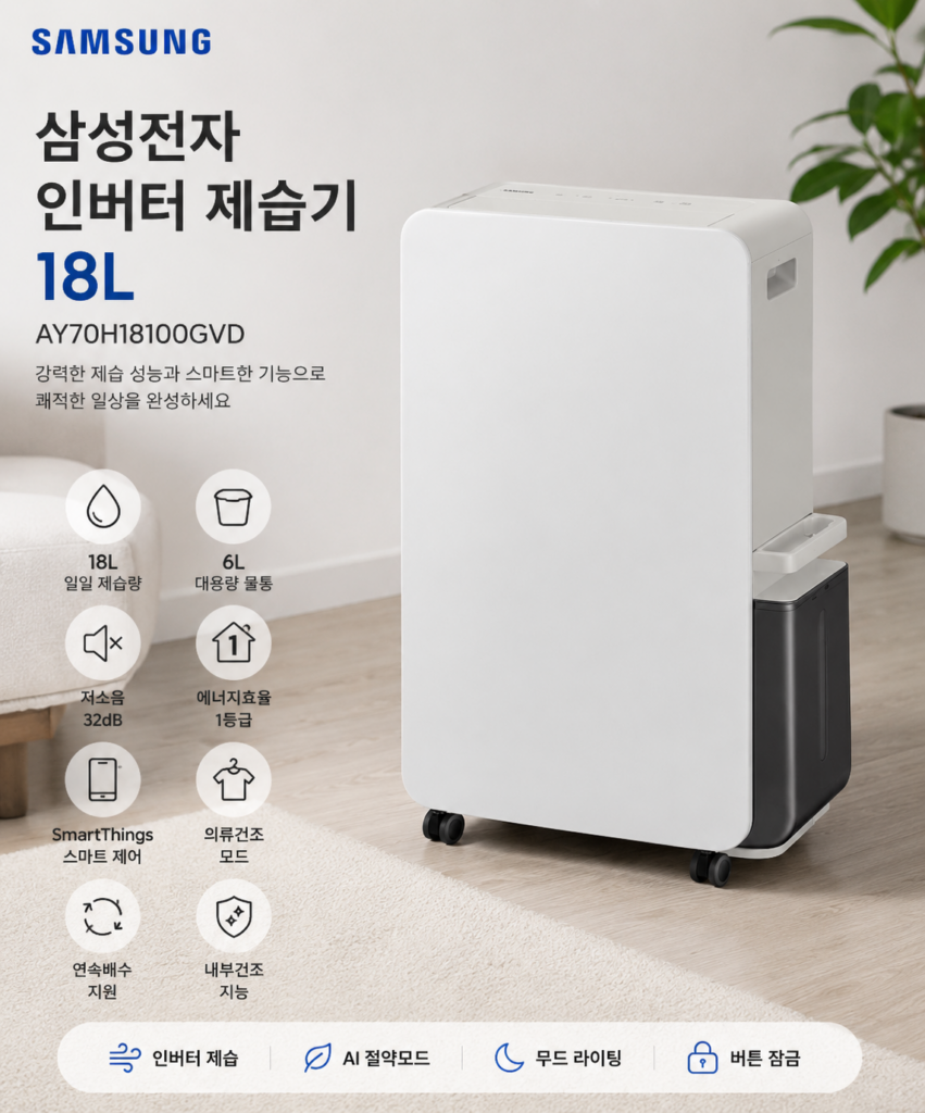 삼성전자 인버터 제습기 18L AY70H18100GVD 제품 이미지