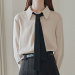 제로스트릿 데일리 타이 블라우스 감각적인 오피스룩